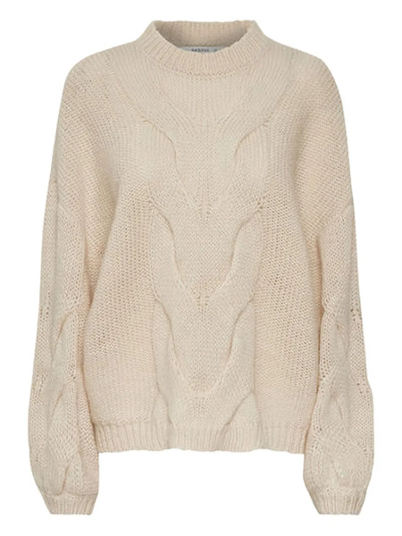  Gestuz Cable-knit Crew-neck Sweater - Neutrals 