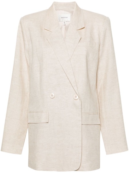  Gestuz Double-breasted Lyocell-blend Blazer - Neutrals 