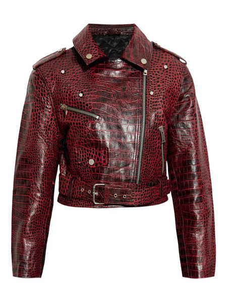  Gestuz Gzbasilia Crocodile-effect Leather Jacket - Red 