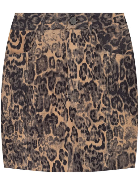  Gestuz Leopard-print Mini Skirt - Brown 