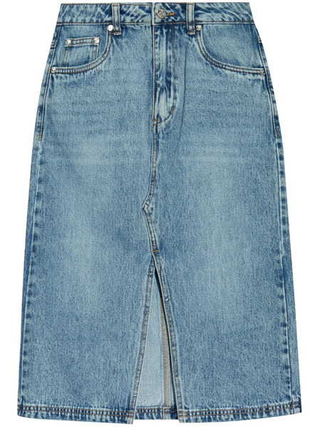  Gestuz Logo Patch Denim Skirt - Blue 