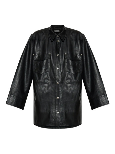  Gestuz Long-sleeved Leather Shirt - Black 