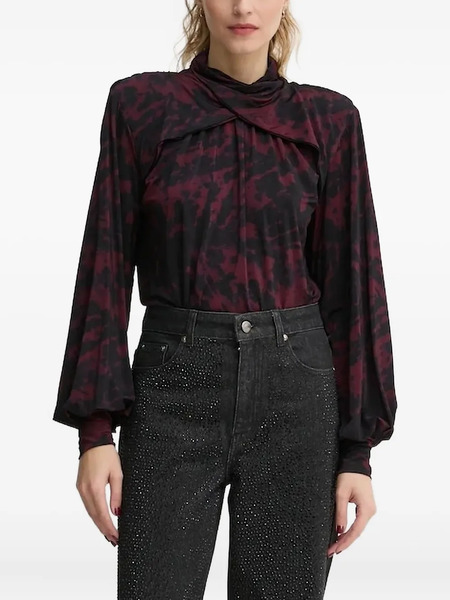  Gestuz Mock-neck Balloon-sleeve Top - Black 