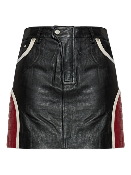  Gestuz Panelled Leather Skirt - Black 