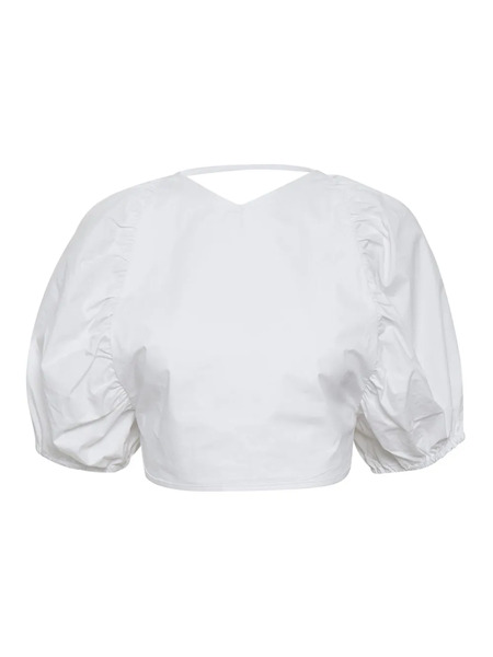  Gestuz Svala Puff-sleeve Lace-up Top - White 
