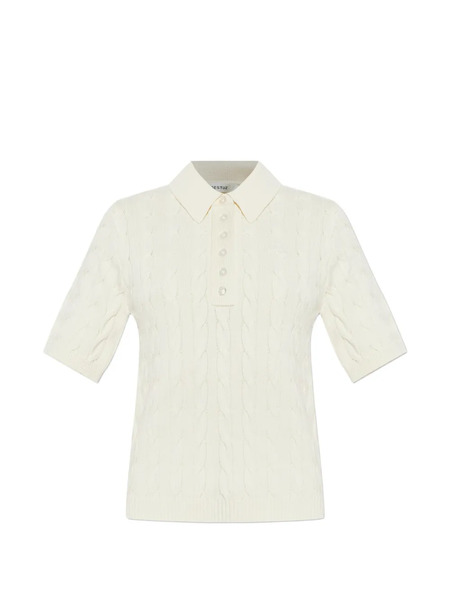  Gestuz Thilla Cable Knit Polo Shirt - Neutrals 