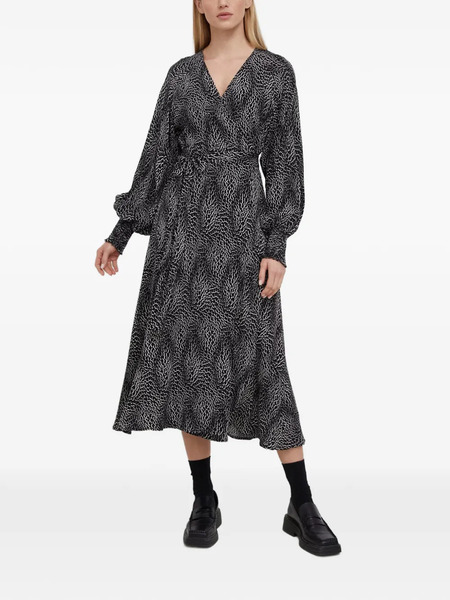  Gestuz V-neck Pattern Midi Dress - Black 