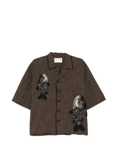  Gg In Red Appliqué Shirt - Brown 