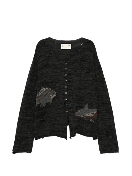  Gg In Red Graphic Cardigan - Brown 