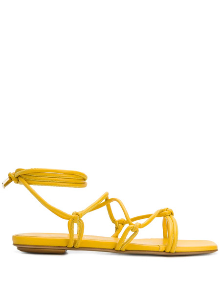  Giaborghini Bella Flat Leather Sandals - Yellow 