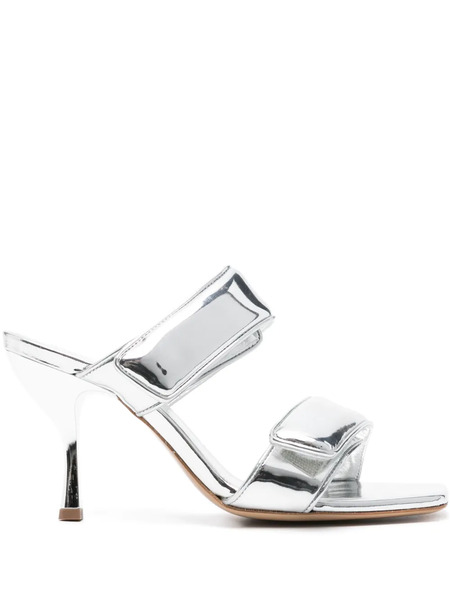  Giaborghini 80mm Perni 03 Laminated Sandals - Silver 