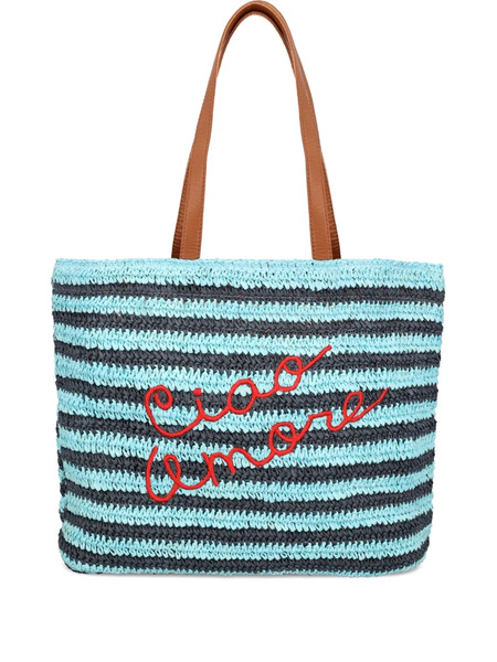  Giada Benincasa Striped-pattern Raffia Tote Bag - Blue 