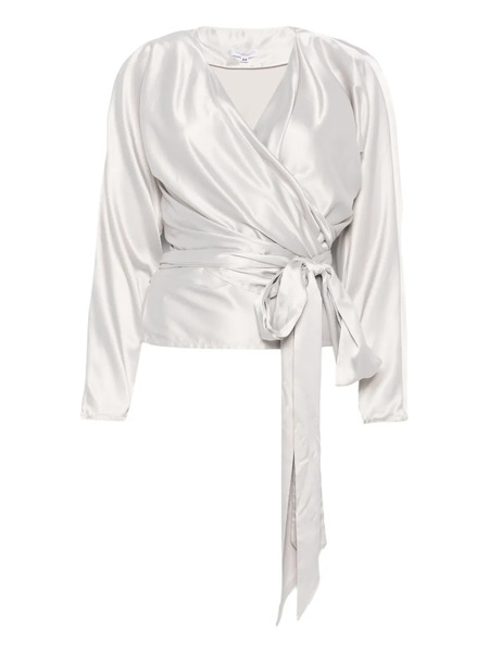 Giada Curti Tie-waist Wrap Top - Grey 