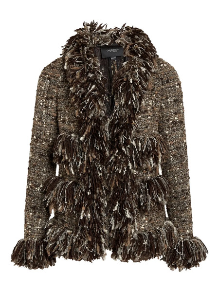  Giambattista Valli Bouclé Fringe Jacket - Brown 