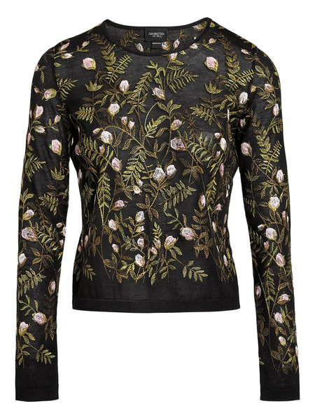  Giambattista Valli Floral-embroidered Top - Black 