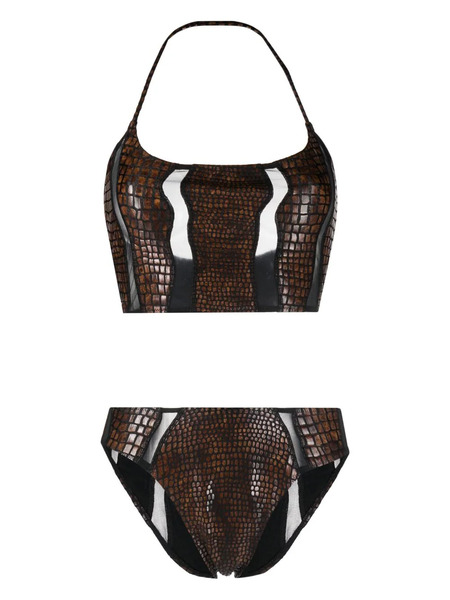  Gianfranco Ferré Pre-owned 2000s Crocodile-embossed Bikini Set - Brown 