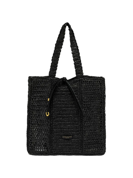  Gianni Chiarini Nefeli Crochet Drawstring Tote Bag - Black 