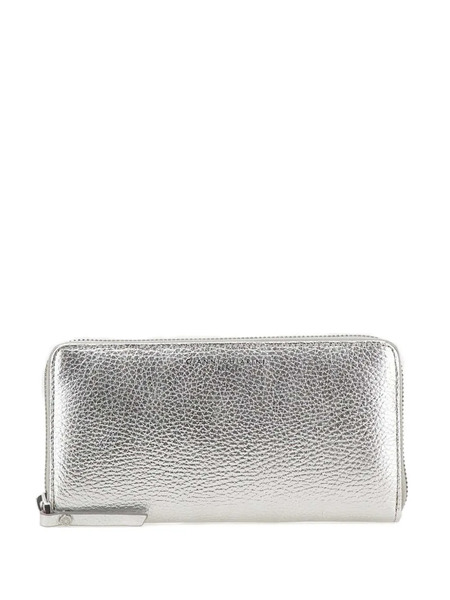  Gianni Chiarini Pebbled Laminated Zip Wallet - Silver 