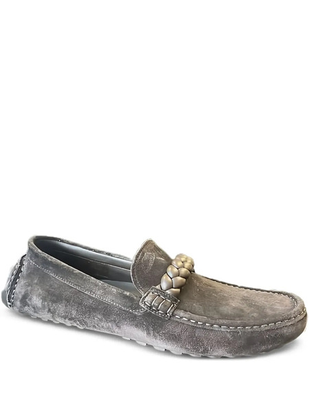  Gianvito Rossi Braided Suede Loafers - Brown 