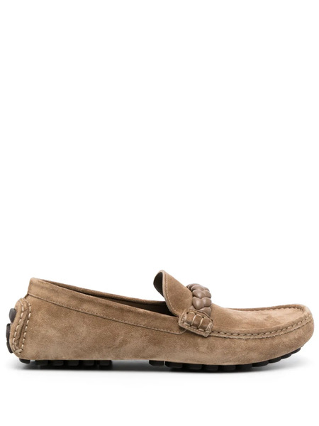  Gianvito Rossi Braided Suede Loafers - Neutrals 