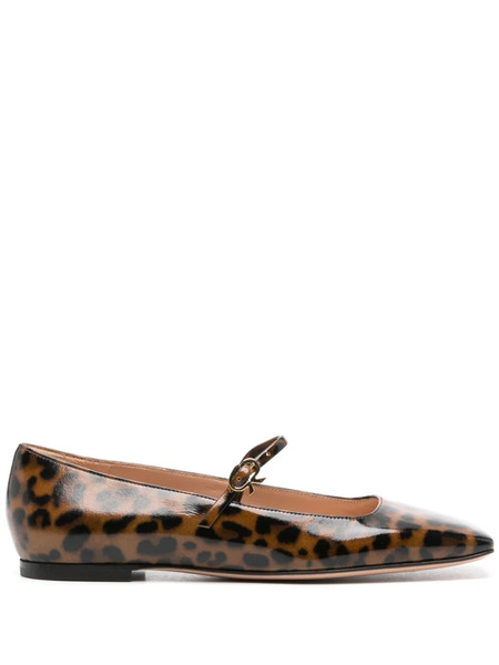  Gianvito Rossi Carla Leopard-print Ballerinas - Neutrals 