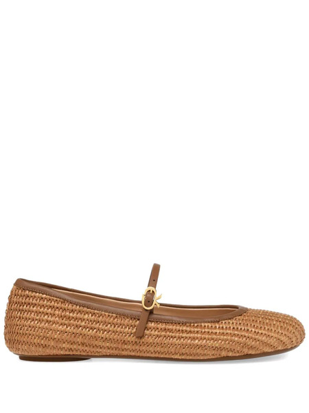  Gianvito Rossi Carla Raffia Ballet Pumps - Brown 