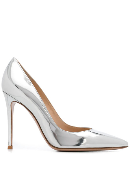  Gianvito Rossi Gianvito 105mm Metallic-effect Pumps - Silver 