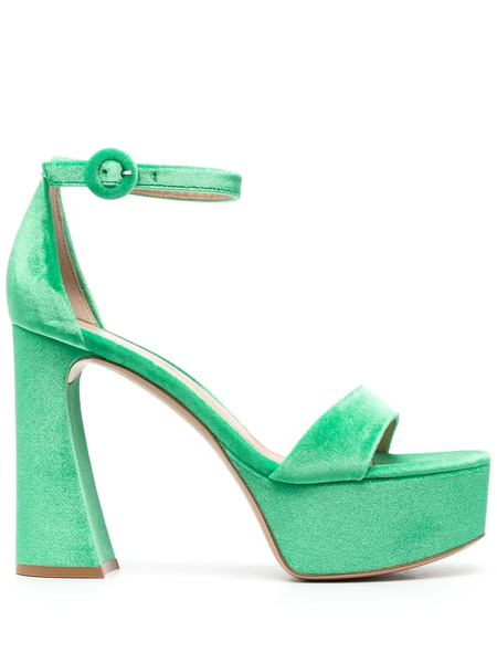  Gianvito Rossi Holly 125mm Chenille Sandals - Green 