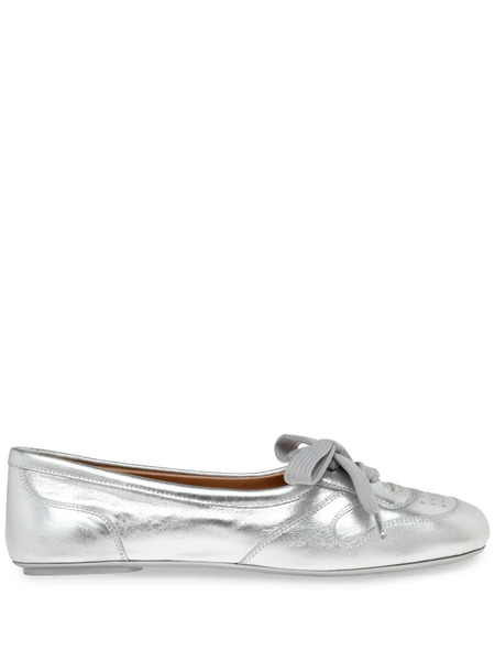  Gianvito Rossi Lace-up Perforated Ballet Flats - Silver 