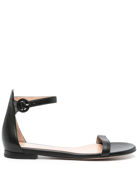 Gianvito Rossi Leather Flat Sandals - Black 