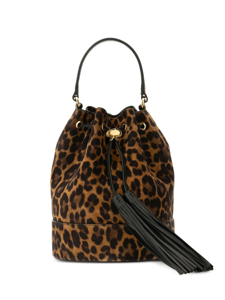  Gianvito Rossi Leopard Print Sienna Bucket Bag - Brown 