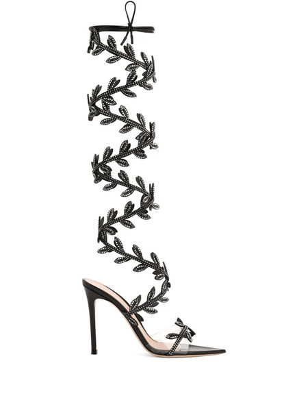  Gianvito Rossi 105m Crystal Flavia Sandals - Black 