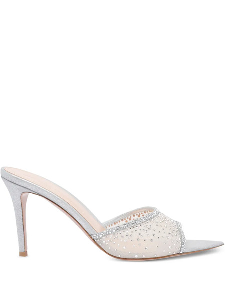  Gianvito Rossi 85mm Crystal-embellished Heeled Mules - Silver 