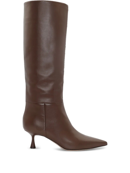  Gianvito Rossi 55mm Joyce Leather Pointed-toe Knee-high Boots - Brown 