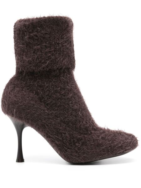  Gianvito Rossi 85mm Knitted Ankle Boots - Brown 