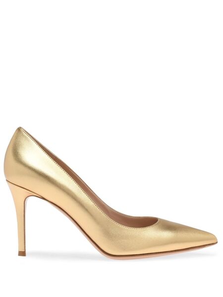  Gianvito Rossi 85mm Leather Pumps - Gold 