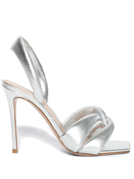  Gianvito Rossi 100mm Metallic Leather Sandals - Silver 
