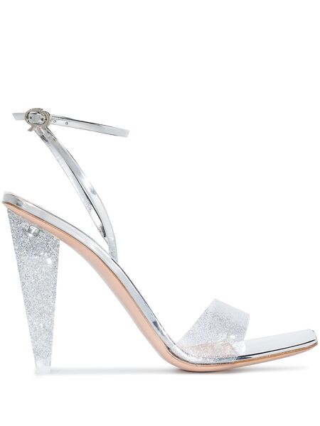  Gianvito Rossi 111mm Odyssey Glitter-embellished Sandals - Silver 