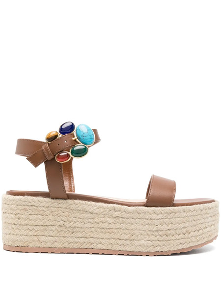  Gianvito Rossi 65mm Stone-embellished Espadrilles - Brown 
