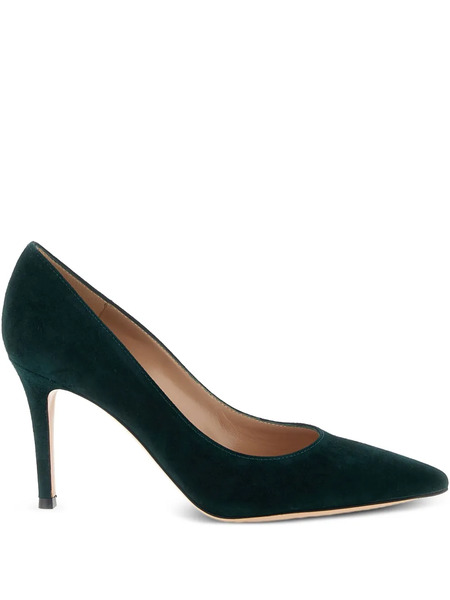  Gianvito Rossi 85mm Texas Suede Pointed Pumps - Green 