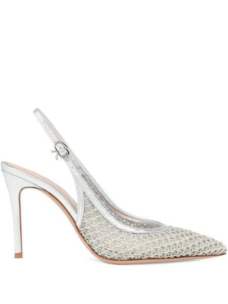  Gianvito Rossi Nikki Pointed Sling-back Heeled Pumps - Grey 