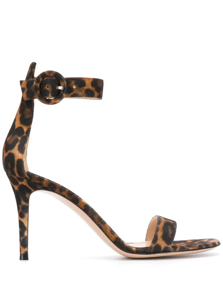  Gianvito Rossi Portofino Leopard Sandals - Brown 