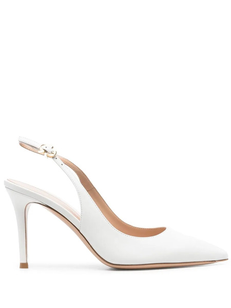  Gianvito Rossi Ribbon Slingback Pumps - White 
