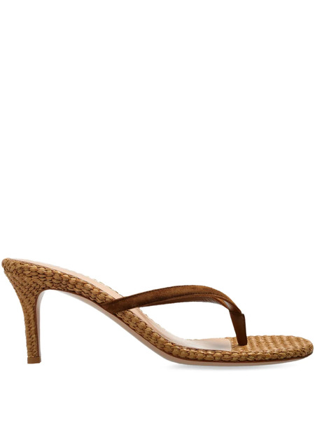  Gianvito Rossi Suede Woven Heeled Heeled Mules - Brown 