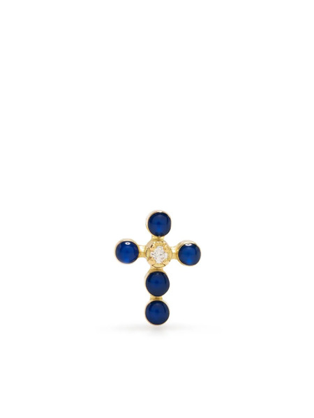  Gigi Clozeau 18kt Yellow Gold Lapis Lazuli Cross Stud Earrings 