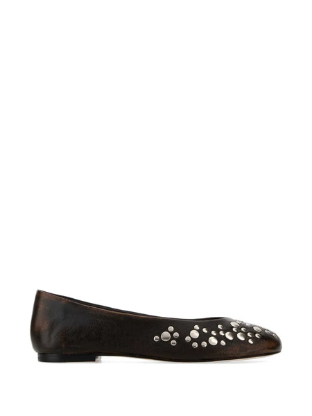  Gimaguas Studded Leather Ballet Flats - Brown 