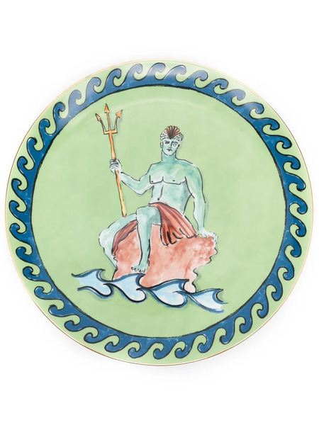  Ginori 1735 Neptune Print Plate - Green 