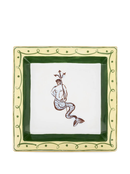  Ginori 1735 Printed Gold-trim Tray - Yellow 