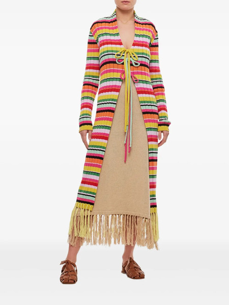  Gio Giovanni Gerosa Striped Fringe Cardigan - Yellow 