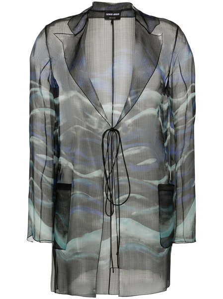  Giorgio Armani Abstract-print Silk Blouse - Black 